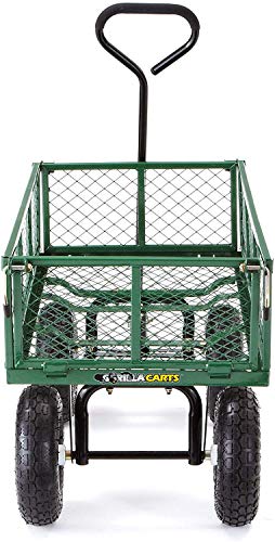 Gorilla Carts GOR400-COM Steel Garden Cart with Removable Sides, 400-lbs. Capacity, Green