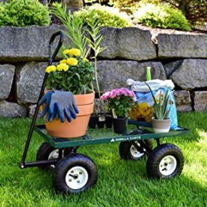 Gorilla Carts GOR400-COM Steel Garden Cart with Removable Sides, 400-lbs. Capacity, Green