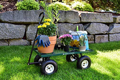 Gorilla Carts GOR400-COM Steel Garden Cart with Removable Sides, 400-lbs. Capacity, Green