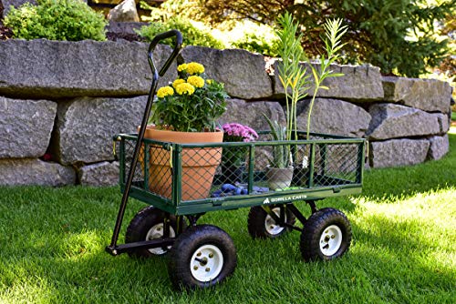 Gorilla Carts GOR400-COM Steel Garden Cart with Removable Sides, 400-lbs. Capacity, Green