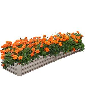 Outdoor 8x2 Ft Metal Raised Garden Bed Patio Large Frame Planters Box for Vegetables/Flower/