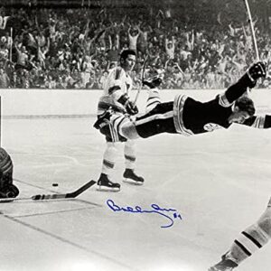 Bobby Orr Signed Boston Bruins 16x20 Flying Goal Hockey Photo GNR - Autographed NHL Photos