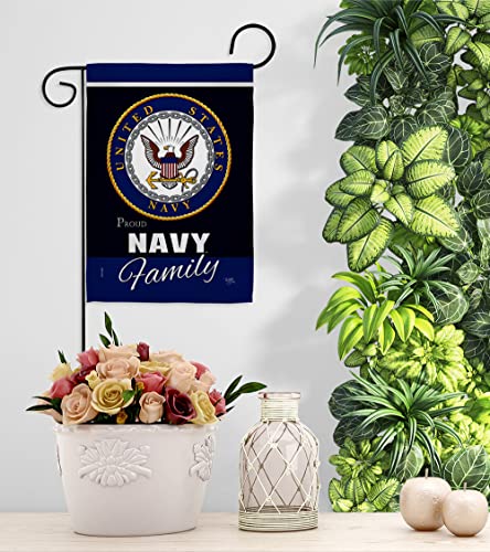 Breeze Decor Navy Proudly Family Garden Flag - Armed Forces USN Seabee United State American Military Veteran Retire Official - House Decoration Banner Small Yard Gift Double-Sided Made In USA