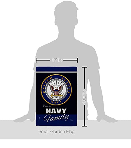 Breeze Decor Navy Proudly Family Garden Flag - Armed Forces USN Seabee United State American Military Veteran Retire Official - House Decoration Banner Small Yard Gift Double-Sided Made In USA