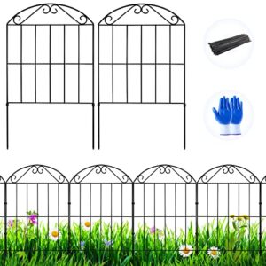 colrasn decorative garden fence, 10 pack garden fence border, total 10ft (l) x 24in (h) outdoor metal garden edging fence, flower bed fencing for landscape patio, plant, outdoor decor, arched