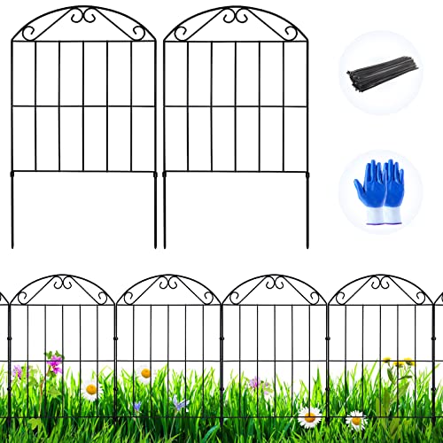 COLRASN Decorative Garden Fence, 10 Pack Garden Fence Border, Total 10ft (L) x 24in (H) Outdoor Metal Garden Edging Fence, Flower Bed Fencing for Landscape Patio, Plant, Outdoor Decor, Arched