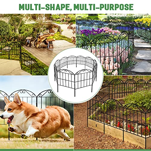 COLRASN Decorative Garden Fence, 10 Pack Garden Fence Border, Total 10ft (L) x 24in (H) Outdoor Metal Garden Edging Fence, Flower Bed Fencing for Landscape Patio, Plant, Outdoor Decor, Arched