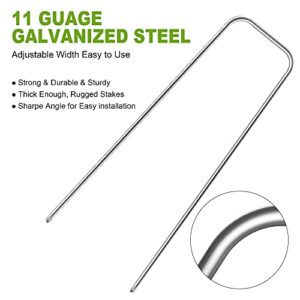 Landscape Staples 50 Pack Anti-Rust 6 Inch Galvanized Garden Stakes Staples Heavy-Duty U-Shaped for Anchoring Landscape Fabric Pins or Lawn