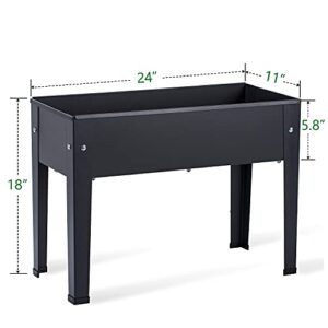 VEOAY Piksedo Raised Garden Bed, Elevated Planter Metal Plant Box with Legs Standing Garden Stand Drainage Holes Frosted Black