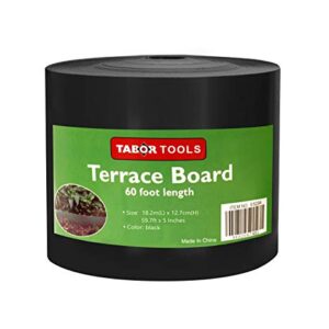 TABOR TOOLS Terrace Board, Landscape Edging Coil, Grass Barrier, Bender Board, Garden Liner,1/25" = 0.04" Inch Thin, 5 Inch High. ES24. (Black, 60 Ft)