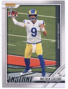 2022 panini instant super bowl lvi #1 matthew stafford los angeles rams official nfl football card in raw (nm or better) condition