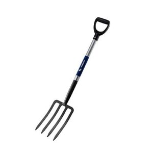 mujocooker 4-tine spading digging fork, garden digging spading fork forged steel with d-grip handle 41“