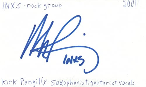 Kirk Pengilly Saxophone Guitar Vocals INXS Rock Band Signed Index Card JSA COA