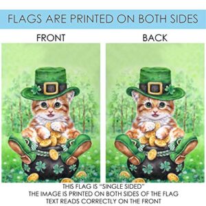 Toland Home Garden 1010806 Clover Kitty St Patricks Day Garden Flag 28x40 Inch Double Sided for Outdoor St Pats House Yard Decoration