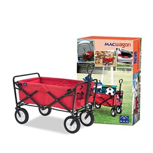 Mac Sports Heavy Duty Steel Frame Collapsible Folding 150 Pound Capacity Outdoor Camping Garden Utility Wagon Yard Cart, Red