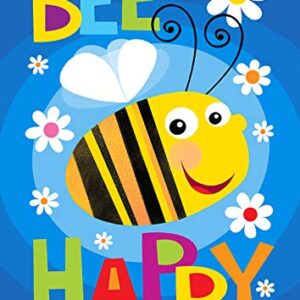 Toland Home Garden 1112312 Bee Happy Spring Flag 12x18 Inch Double Sided Spring Garden Flag for Outdoor House Positive Flag Yard Decoration