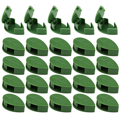 Plant Climbing Wall Fixture Clips 50 Pcs,Self-Adhesive Hook Vines Traction Invisible Holder Supporting Wire Fixing,Green Leaf Simulation for Garden Wall Clip