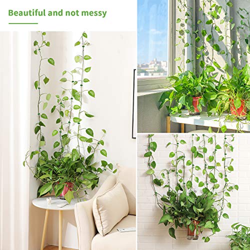 Plant Climbing Wall Fixture Clips 50 Pcs,Self-Adhesive Hook Vines Traction Invisible Holder Supporting Wire Fixing,Green Leaf Simulation for Garden Wall Clip