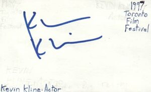 kevin kline actor movie autographed signed index card jsa coa