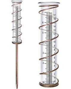 x-prek 7″ vintage brown glass rain gauge outdoor, easy to read detachable glass rain gauges for yard garden lawn decor