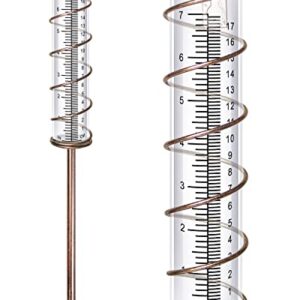 X-PREK 7" Vintage Brown Glass Rain Gauge Outdoor, Easy to Read Detachable Glass Rain Gauges for Yard Garden Lawn Decor