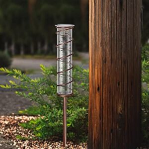 X-PREK 7" Vintage Brown Glass Rain Gauge Outdoor, Easy to Read Detachable Glass Rain Gauges for Yard Garden Lawn Decor