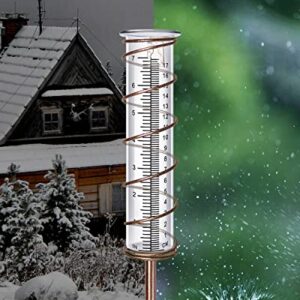 X-PREK 7" Vintage Brown Glass Rain Gauge Outdoor, Easy to Read Detachable Glass Rain Gauges for Yard Garden Lawn Decor