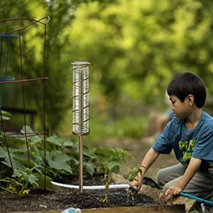 X-PREK 7" Vintage Brown Glass Rain Gauge Outdoor, Easy to Read Detachable Glass Rain Gauges for Yard Garden Lawn Decor