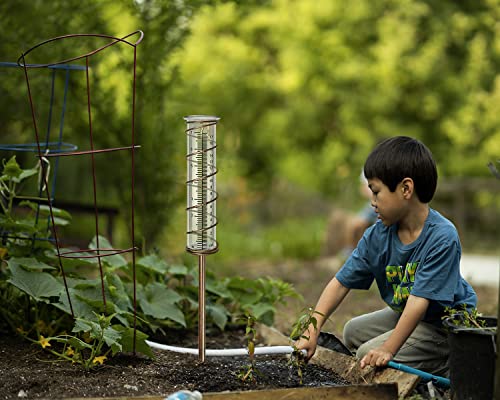 X-PREK 7" Vintage Brown Glass Rain Gauge Outdoor, Easy to Read Detachable Glass Rain Gauges for Yard Garden Lawn Decor