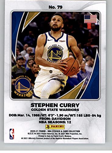 2020-21 Panini Cards (From Sticker Packs) #79 Stephen Curry Golden State Warriors Official NBA Basketball Trading Card in Raw (EX-MT or Better) Condition