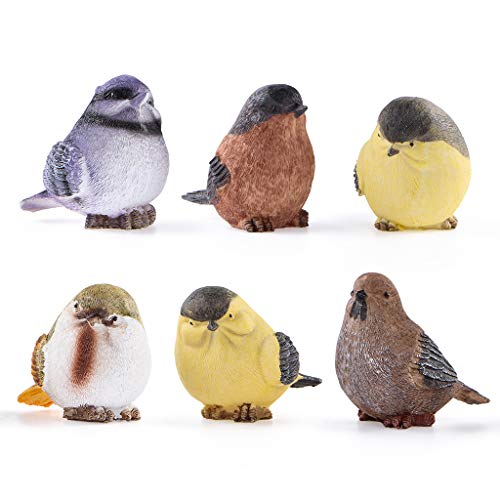 Sanbege Bird Statues, Bird Figurine Home Decor, Bird Sculpture for Garden, Birdhouse, Bird Theme Decor, Set of 6