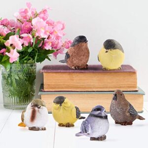 Sanbege Bird Statues, Bird Figurine Home Decor, Bird Sculpture for Garden, Birdhouse, Bird Theme Decor, Set of 6