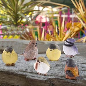 Sanbege Bird Statues, Bird Figurine Home Decor, Bird Sculpture for Garden, Birdhouse, Bird Theme Decor, Set of 6