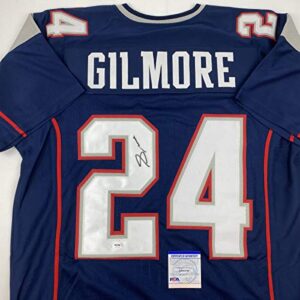 Autographed/Signed Stephon Gilmore New England Blue Football Jersey PSA/DNA COA