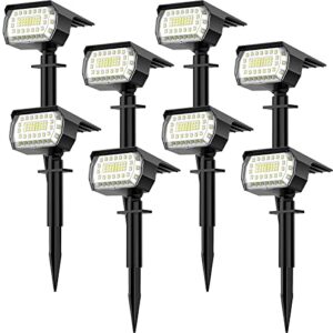 lansow solar spot lights outdoor, [8 pack/57 led] 2-in-1 solar landscape spotlights, 3 modes ip65 waterproof dusk to dawn solar powered flood wall lights for yard garden pathway driveway(cool white)