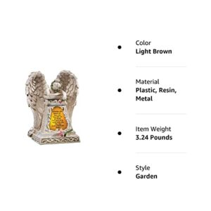 OKSLO Solar Lighted Stone-Finished Weeping Angel Garden Memorial, Beige