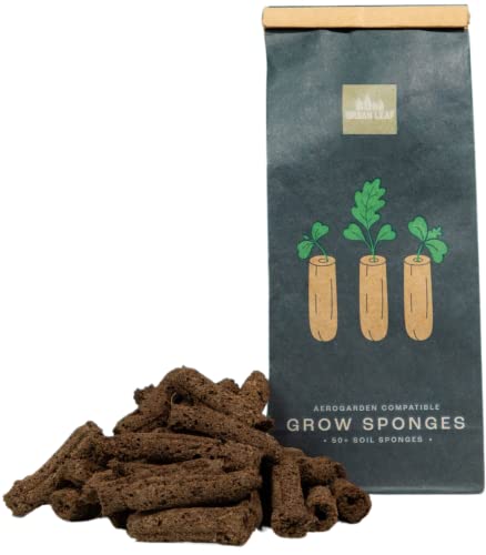 Hydroponics Sponge Grow Sponges [Pack of 50] – Organic, Sustainable, USA-Made AeroGarden Compatible Refill Sponges – 100% Coco Coir Seed Sponges – Garden Sponges with Seed Divots by Urban Leaf