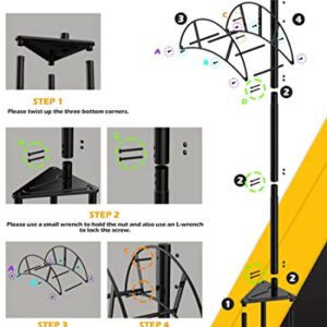 Suchek Metal Garden Hose Holder Stake, Freestanding, Heavy Duty Water Hose Stand, In Ground Hose Rack Organizer for Outside Yard (Black)