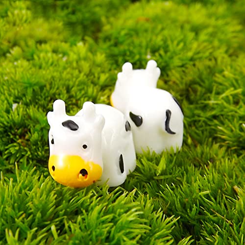 Aydinids 35 Pcs Mini Cow Figurines Resin Cow Miniature Animals Figurines Fairy Garden Miniature Moss Landscape DIY Crafts