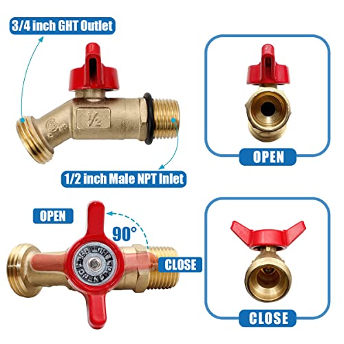 275-330 Gallon IBC Tote Water Tank Adapter 2" Coarse Thread + Lead-Free Brass Hose Faucet Water Shut-Off Valve with Ball Valve, IBC Water Tank Fitting, Garden Hose Connector Replace Valve Parts