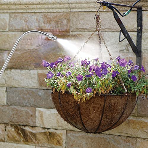 Mist Watering Wand For Hanging Baskets,25 Inch Spray Wand With Adjustable Nozzle, Car Pet Window Cleaning Tool, Great For Watering Seedbeds, Hanging Plants, Deck Plants.（90-degree curved nozzle）