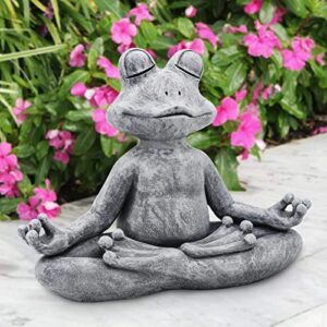 goodeco 12.5″ l×10″ h meditating yoga frog statue – gifts for women/mom, zen garden frog figurines for home and garden decor, frog decorations gift ideas, frog gifts for women