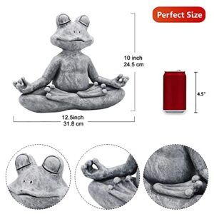 Goodeco 12.5" L×10" H Meditating Yoga Frog Statue - Gifts for Women/Mom, Zen Garden Frog Figurines for Home and Garden Decor, Frog Decorations Gift Ideas, Frog Gifts for Women