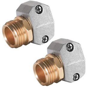 hourleey garden hose repair fittings, zinc and aluminum male hose end water hose repair connector, 2 pack