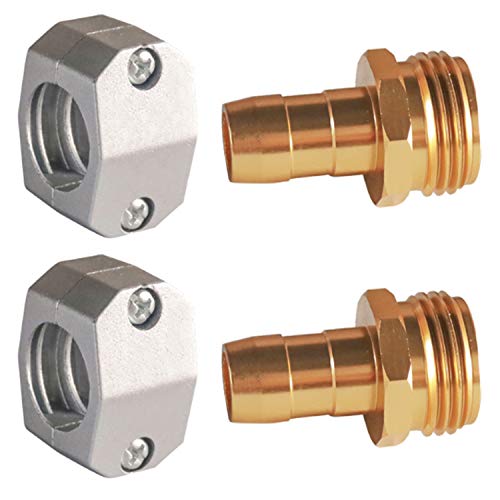 Hourleey Garden Hose Repair Fittings, Zinc and Aluminum Male Hose End Water Hose Repair Connector, 2 Pack