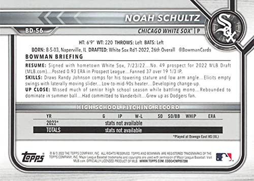 2022 Bowman Draft #BD-56 Noah Schultz