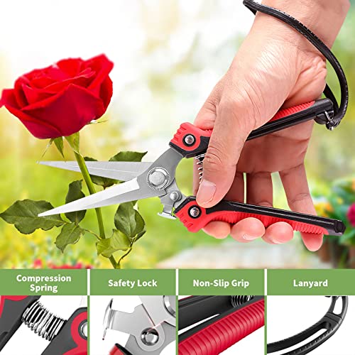Pruning Shears for Gardening 2 Pack, Heavy Duty Professional Bypass Pruning Shears and Micro-tip Garden Scissors with Sharp Stainless Steel Blade, Garden Clippers for Rose, Plant, Tree, Garden Fifts