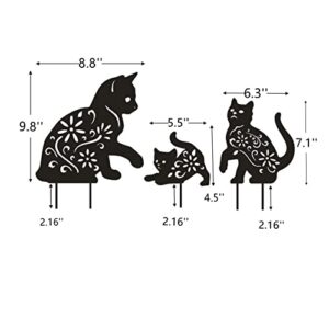 RANNYOZIO Cat Metal Stake Decorative Garden Stakes Black Cat Silhouette Garden Statues for Yard Outdoor Lawn Patios Garden Decoration, Set of 3