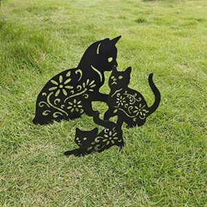 RANNYOZIO Cat Metal Stake Decorative Garden Stakes Black Cat Silhouette Garden Statues for Yard Outdoor Lawn Patios Garden Decoration, Set of 3