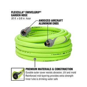 Flexzilla Garden Hose with SwivelGrip, 5/8 in. x 50 ft., Heavy Duty, Lightweight, Drinking Water Safe, ZillaGreen - HFZG550YWS-E